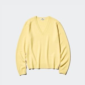 Uniqlo 100% Cashmere V-Neck Sweater Butter Yellow | Size S | New